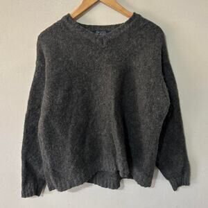 Vintage 90s Polo Ralph Lauren Alpaca Wool Gray V-Neck Sweater Size Men’s M